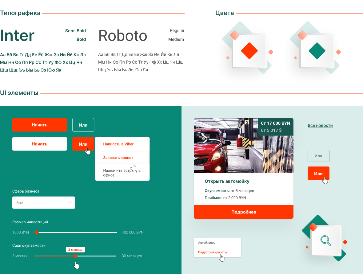 UI-kit (19) Создание сайта и разработка дизайна для компании "Бизнес старт"